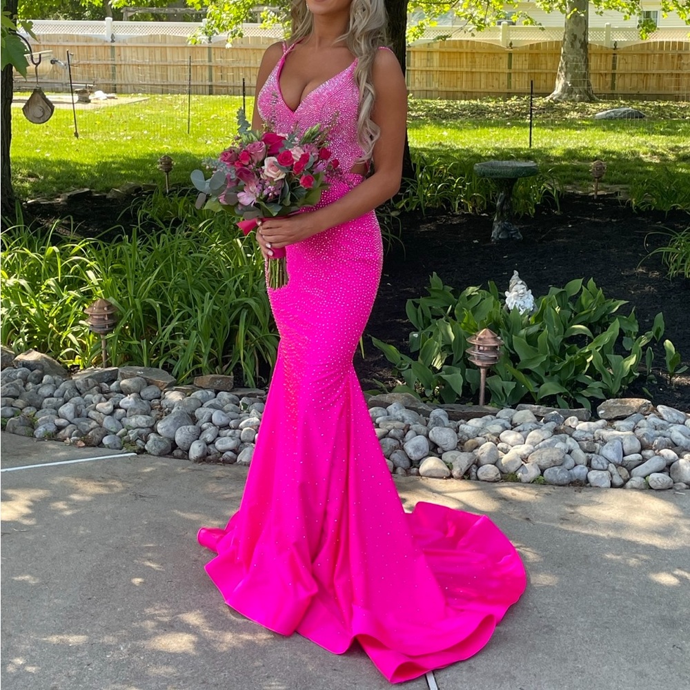 Ellie Wilde pink prom dress